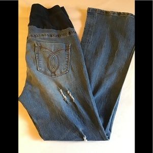 Maternity jeans size M distressed frayed areas
